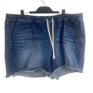 Torrid 4X Denim Cutoff Tie Front High Waisted Shorts 2 Pockets Front/Back